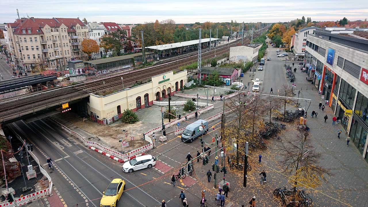 Bahnhof Köpenick und Elcknerplatz von oben